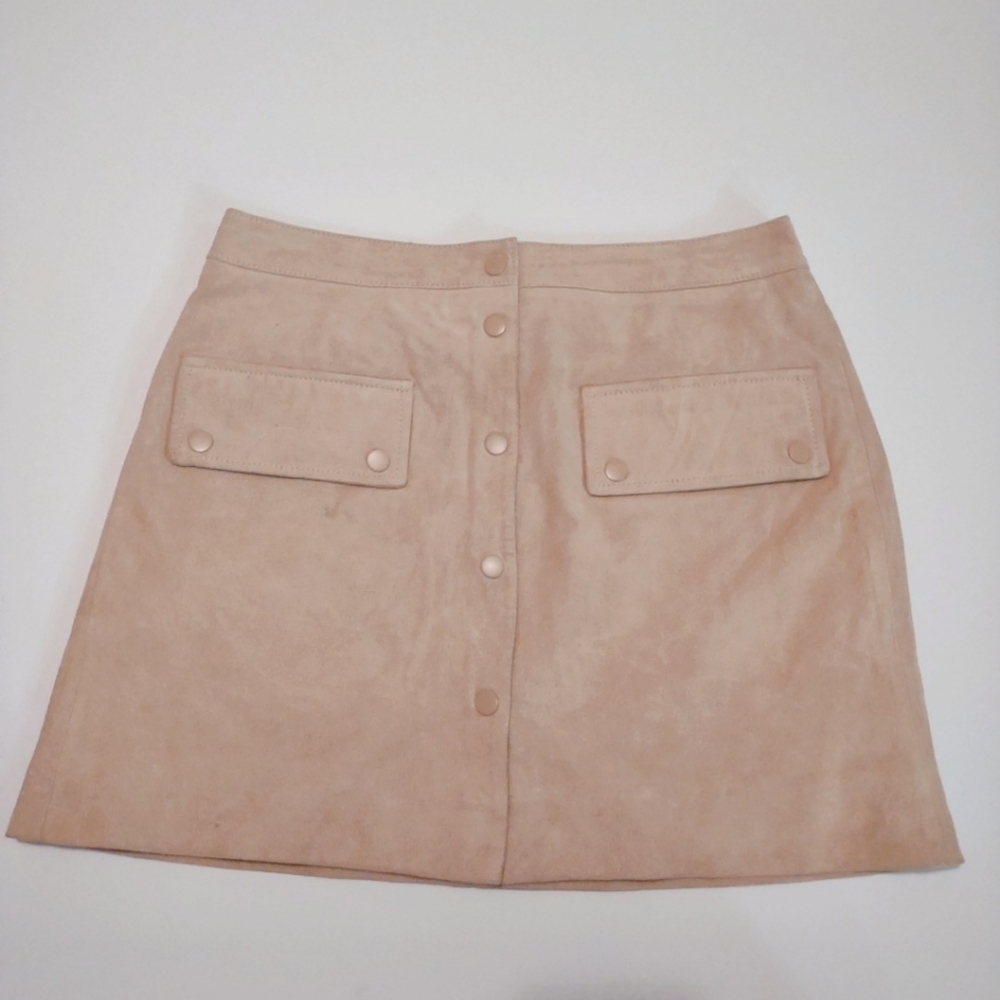 MNG Tan Genuine Suede Leather MIni Skirt Medium